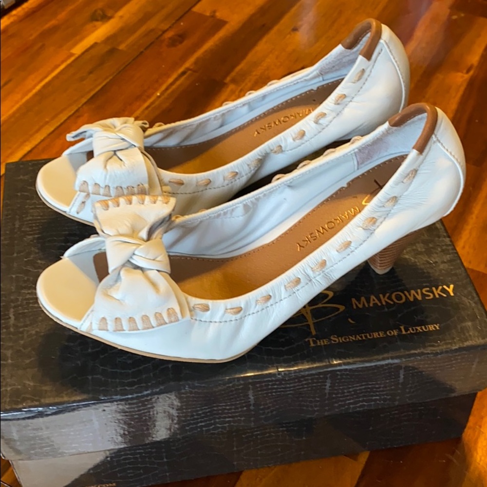 Bmakowsky White Italian Leather Shoes
